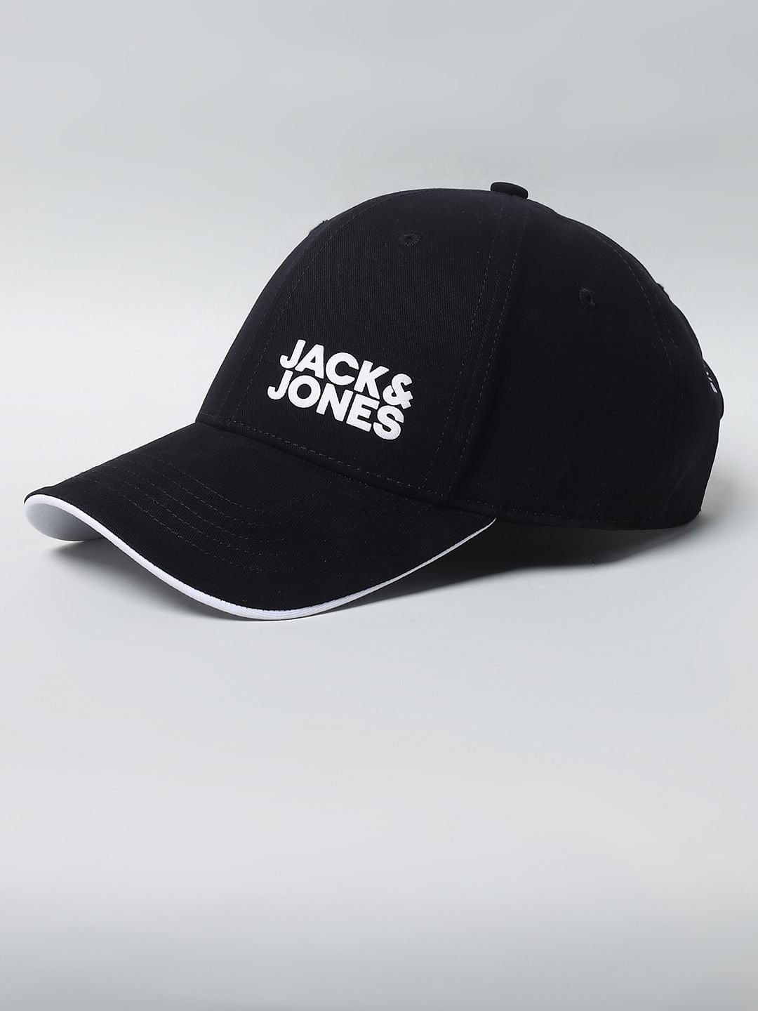 Black Contrast Logo Print Baseball Cap