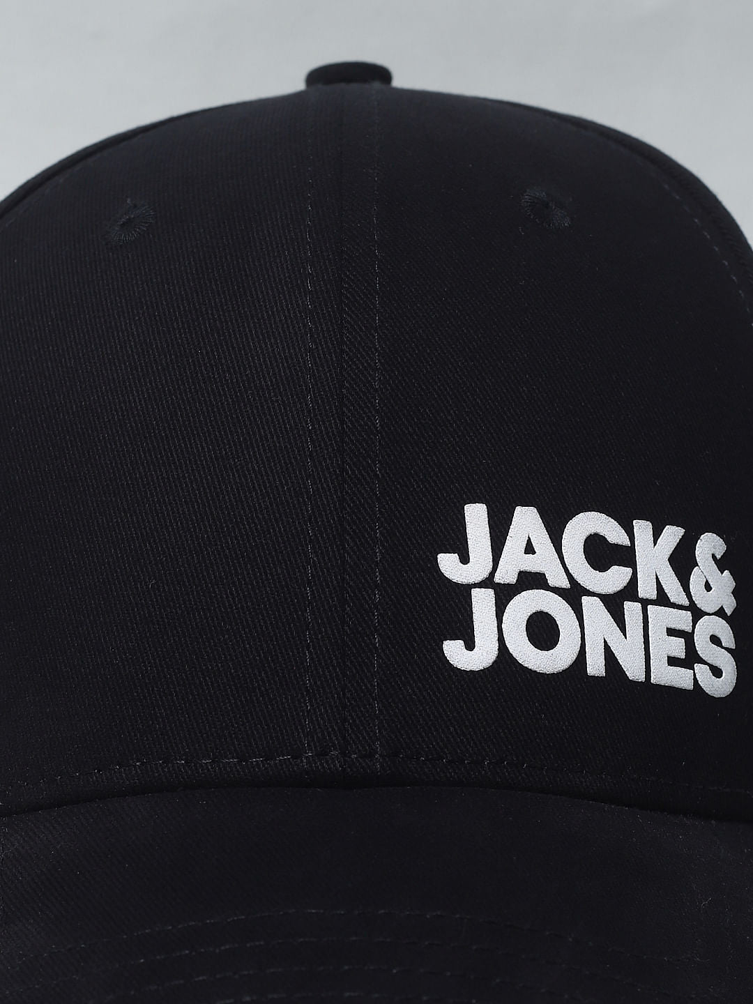 Black Contrast Logo Print Baseball Cap