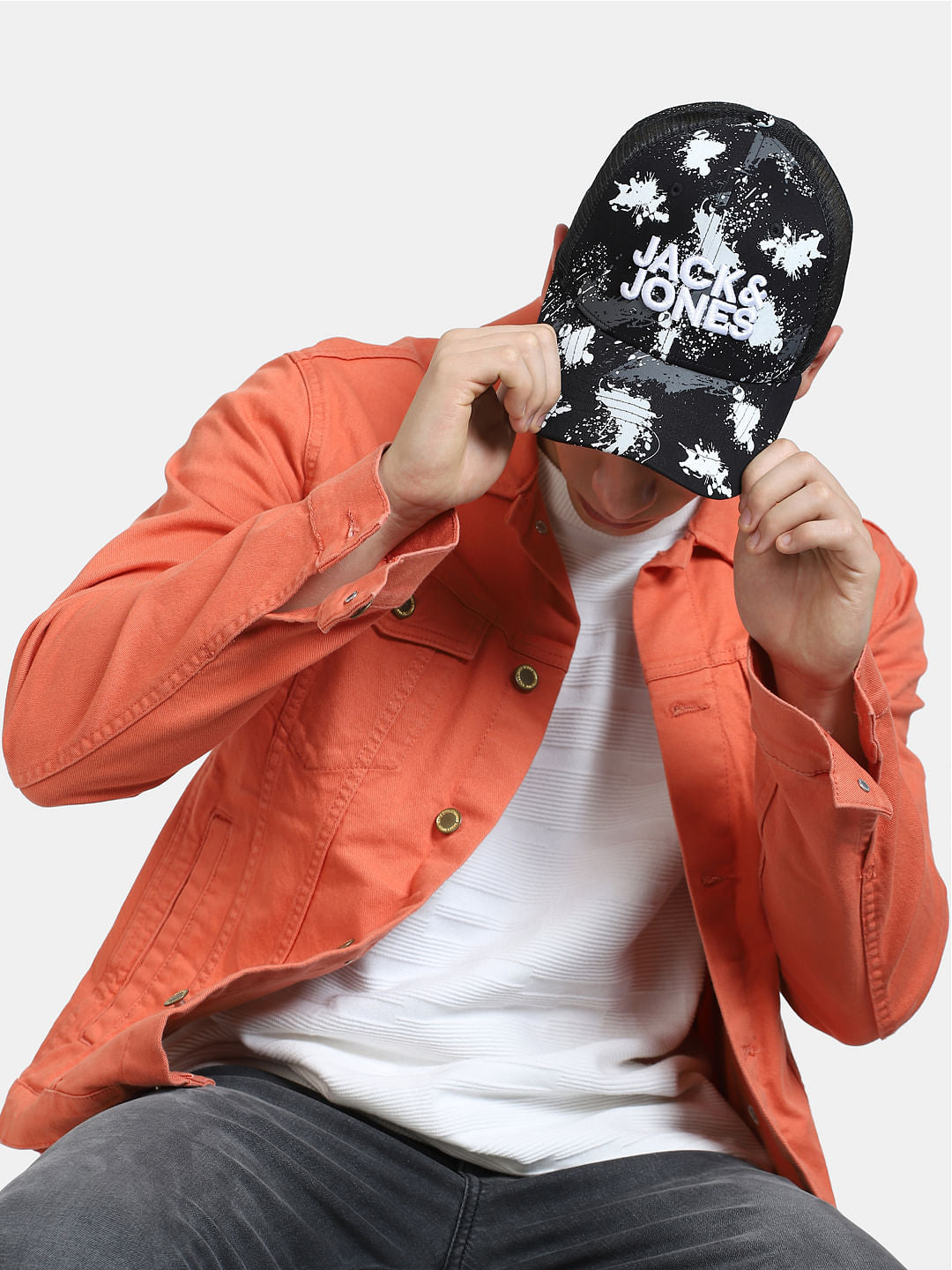 Black Splash Print Trucker Cap