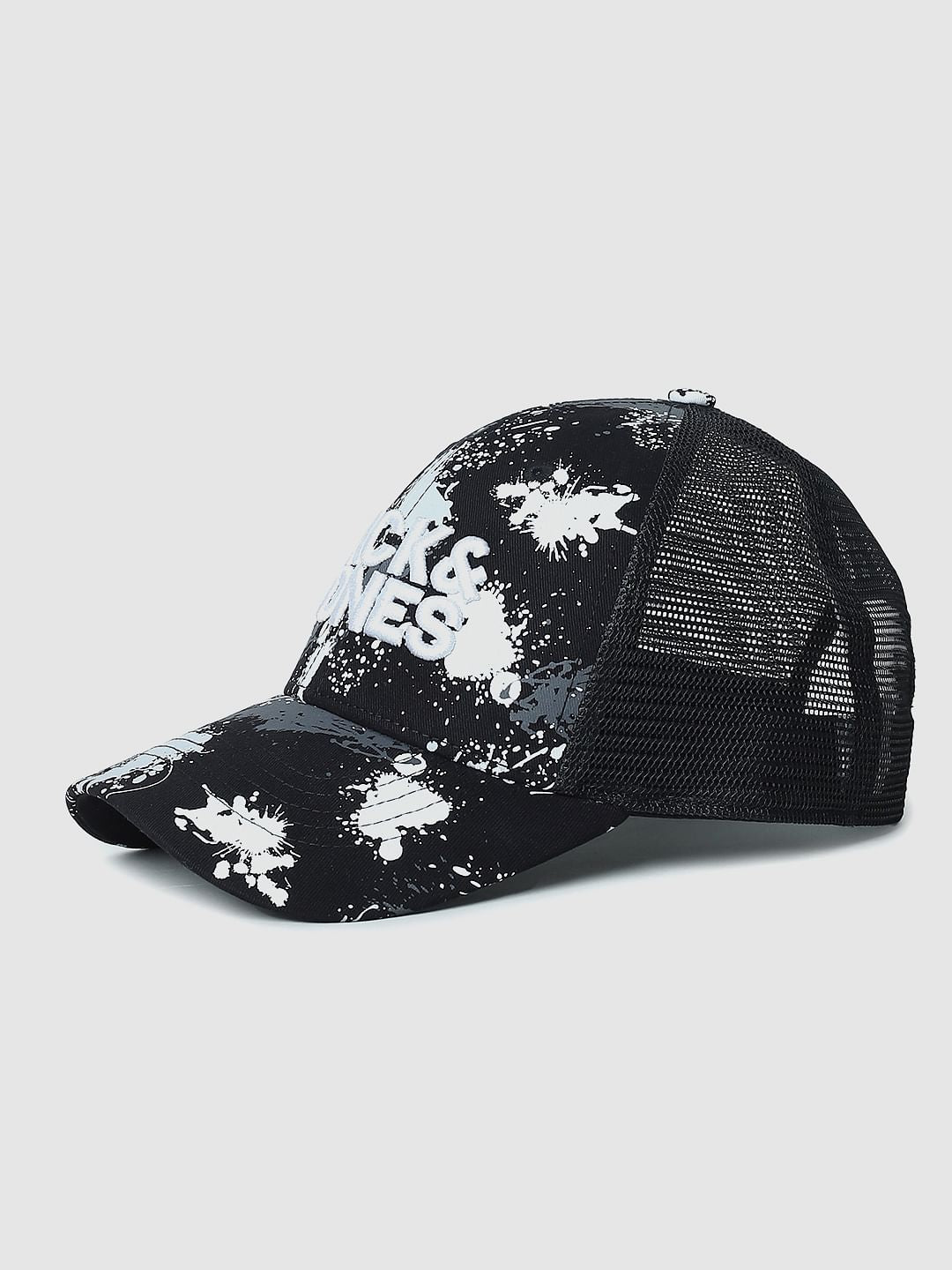 Black Splash Print Trucker Cap