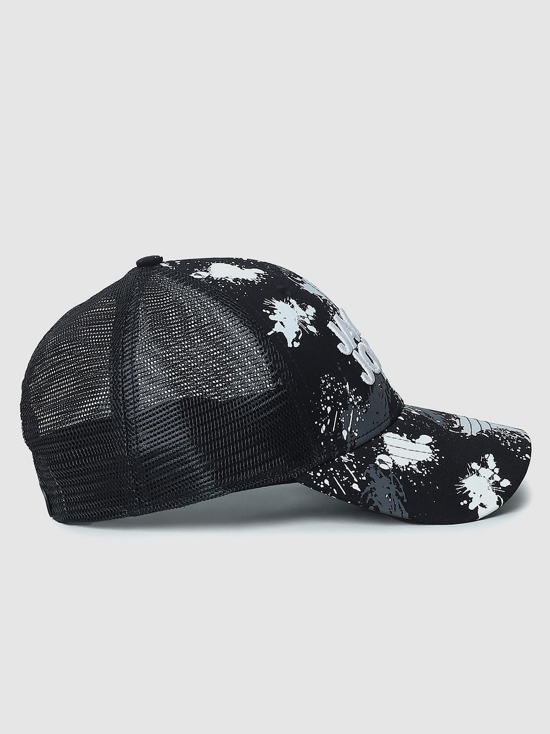 Black Splash Print Trucker Cap