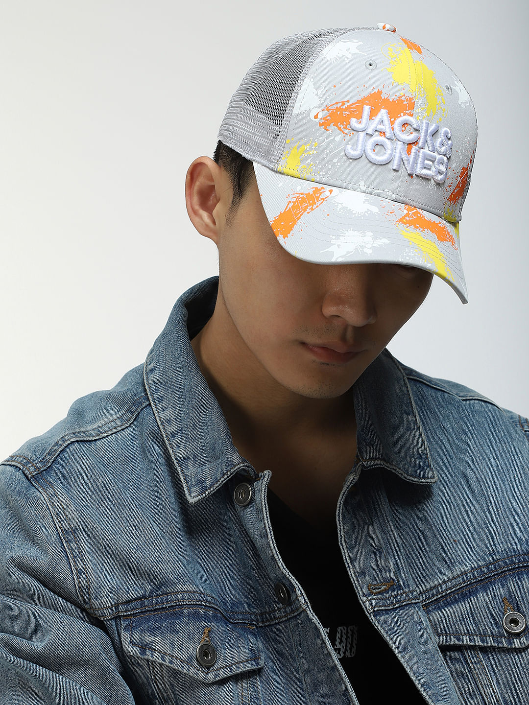 Grey Splash Print Cap