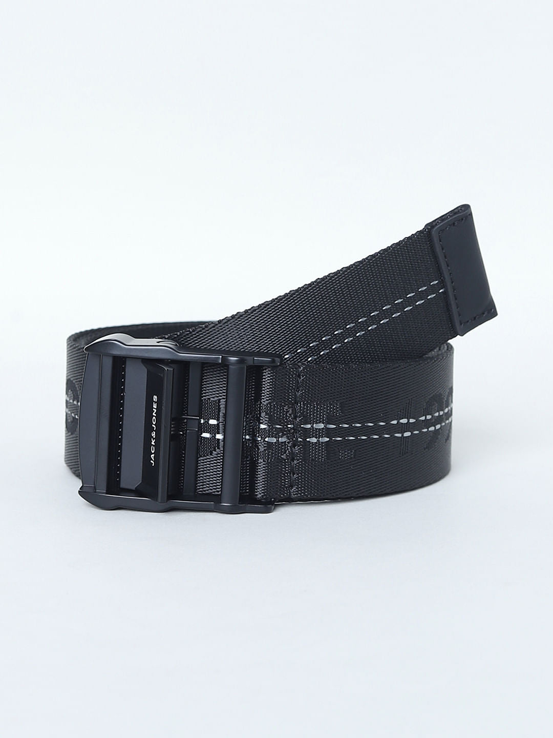 Black Logo Tape Detail Belt
