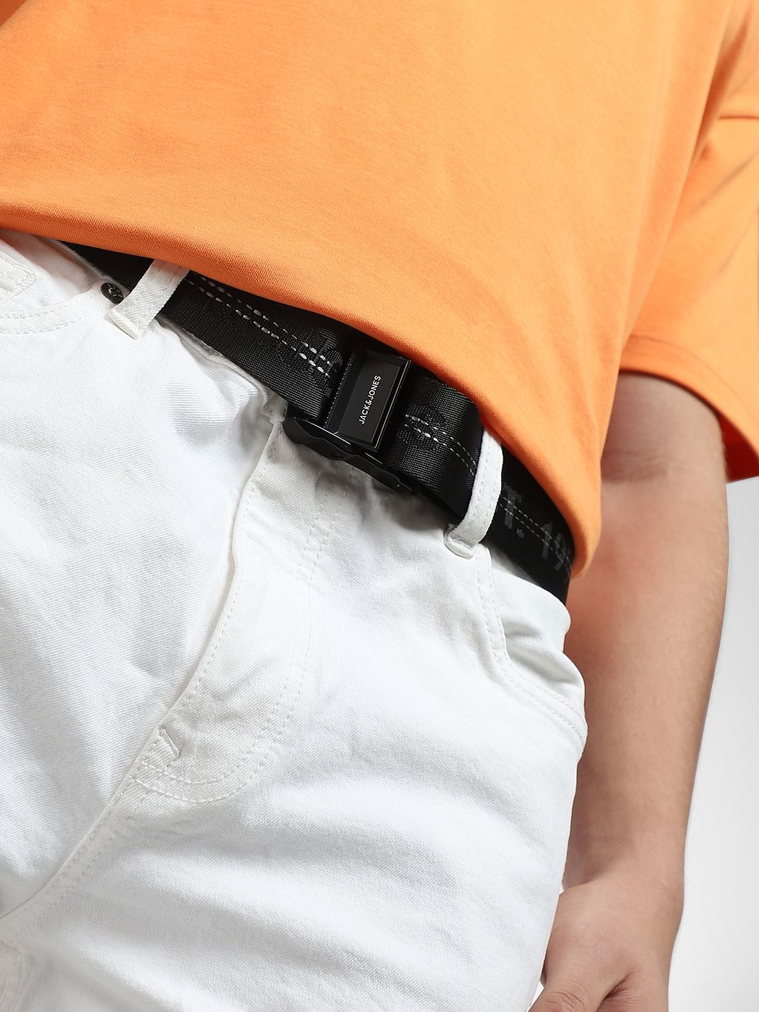 Black Tape Detail Long Belt