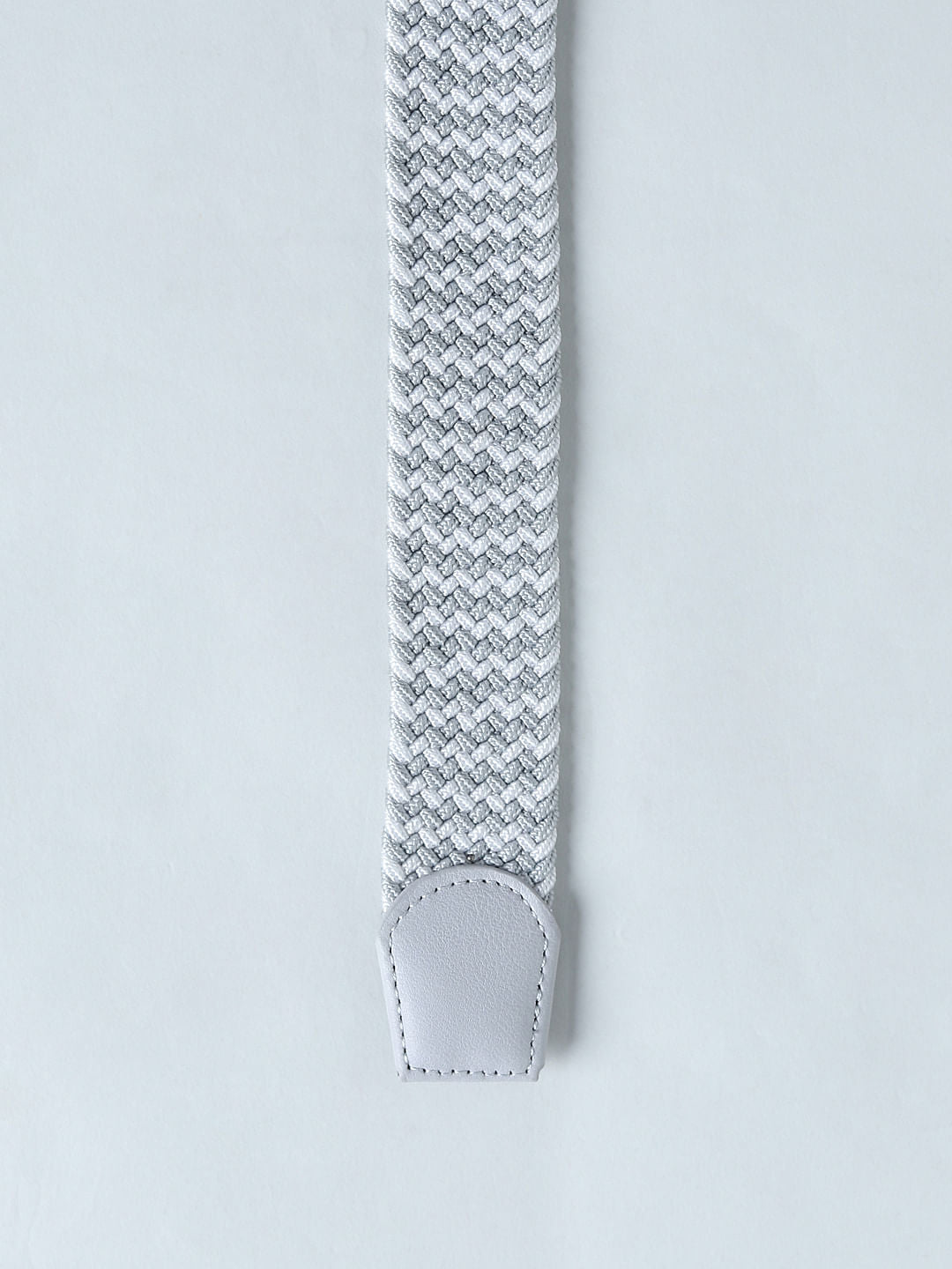 Grey Colourblocked Woven Braided Belt