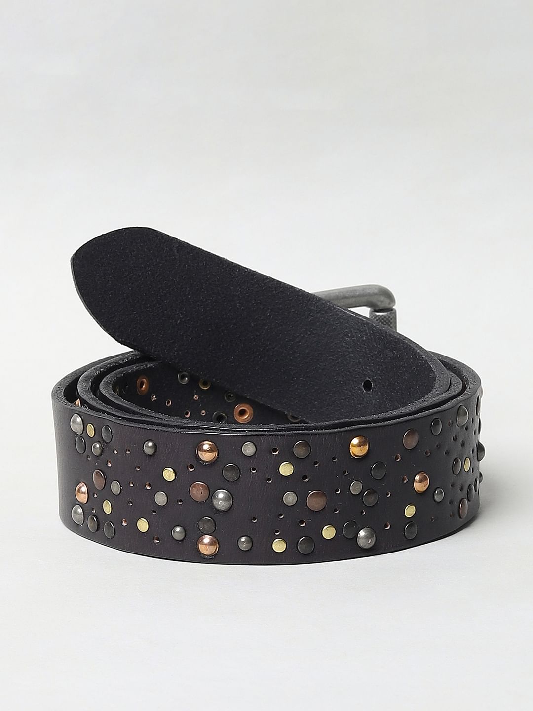 Black Studded Leather Belt