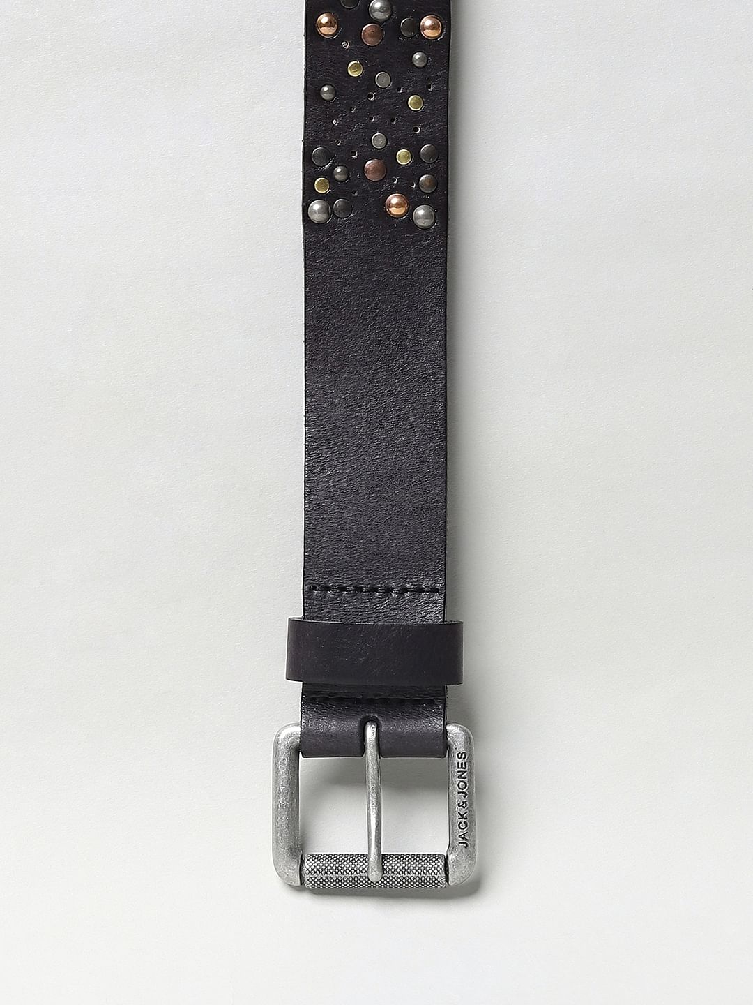 Black Studded Leather Belt