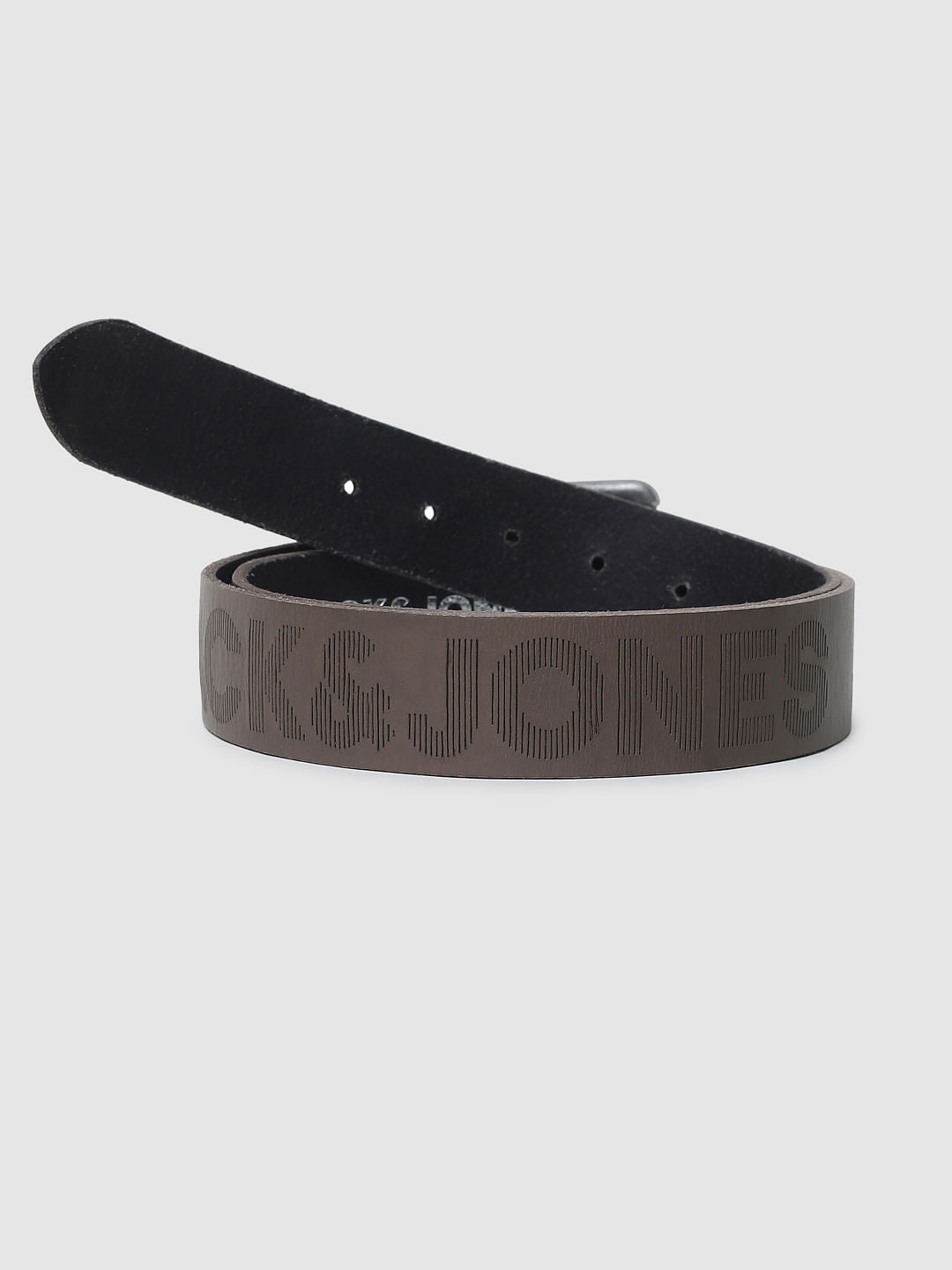 Brown Logo Print Leather Belt