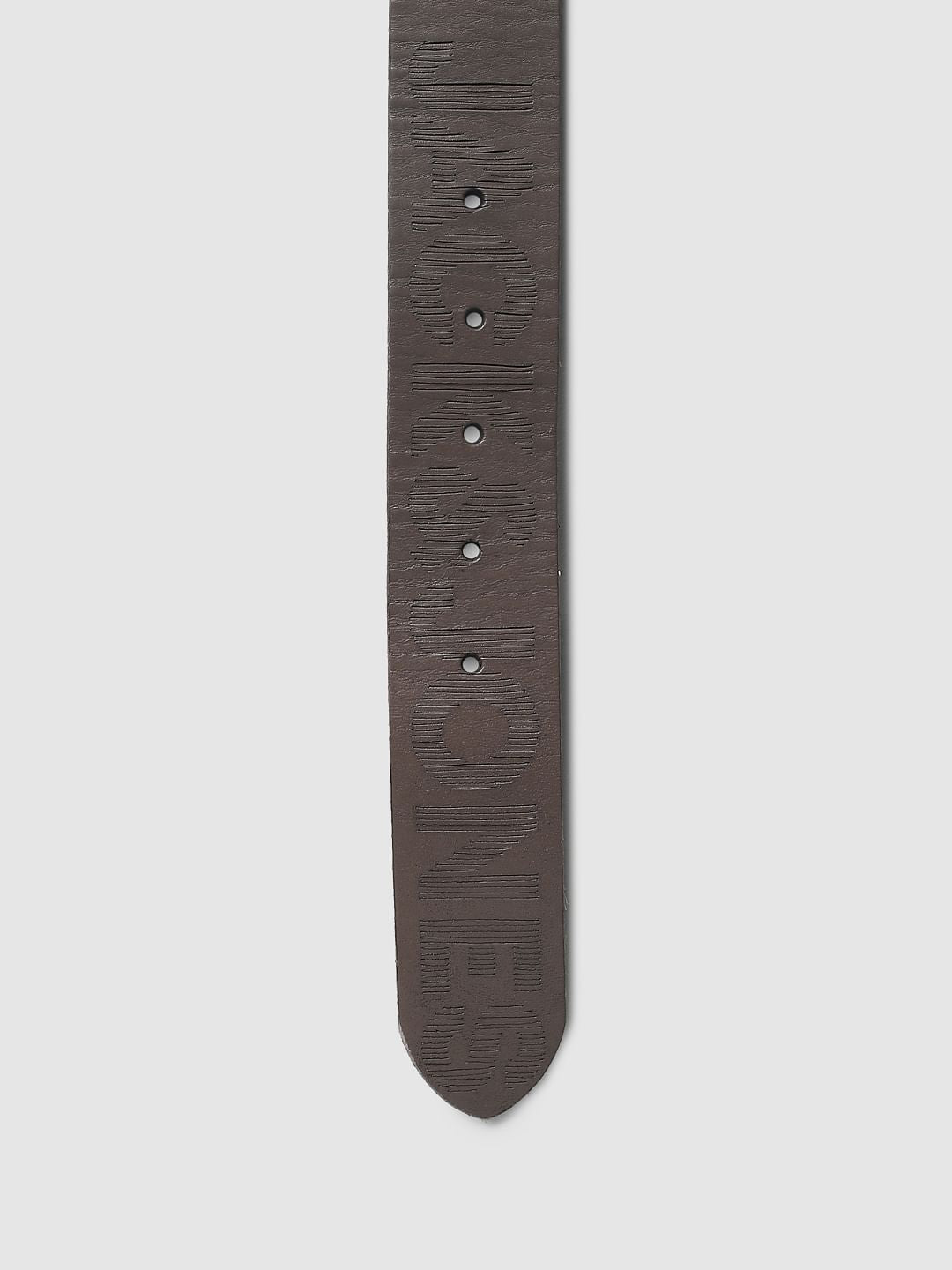 Brown Logo Print Leather Belt
