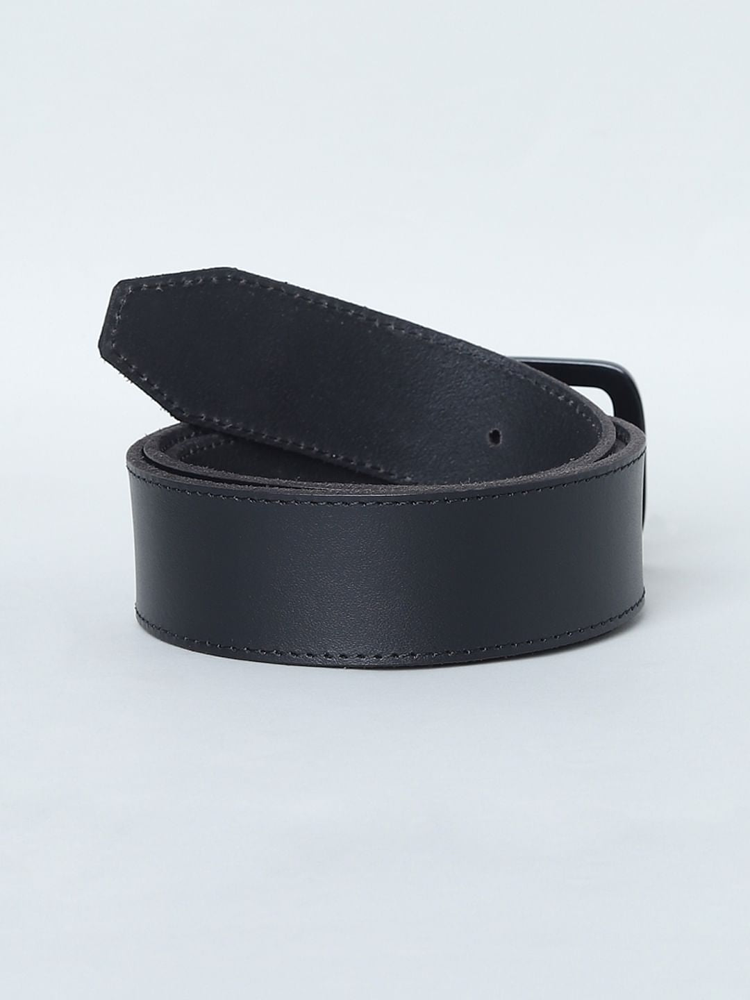 Black Printed Leather Belt