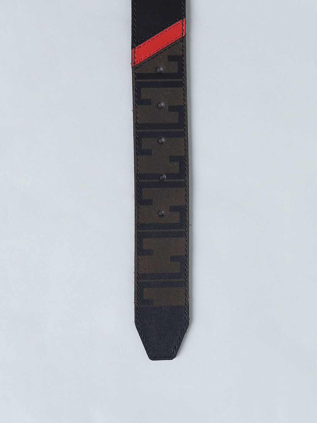 Black Printed Leather Belt