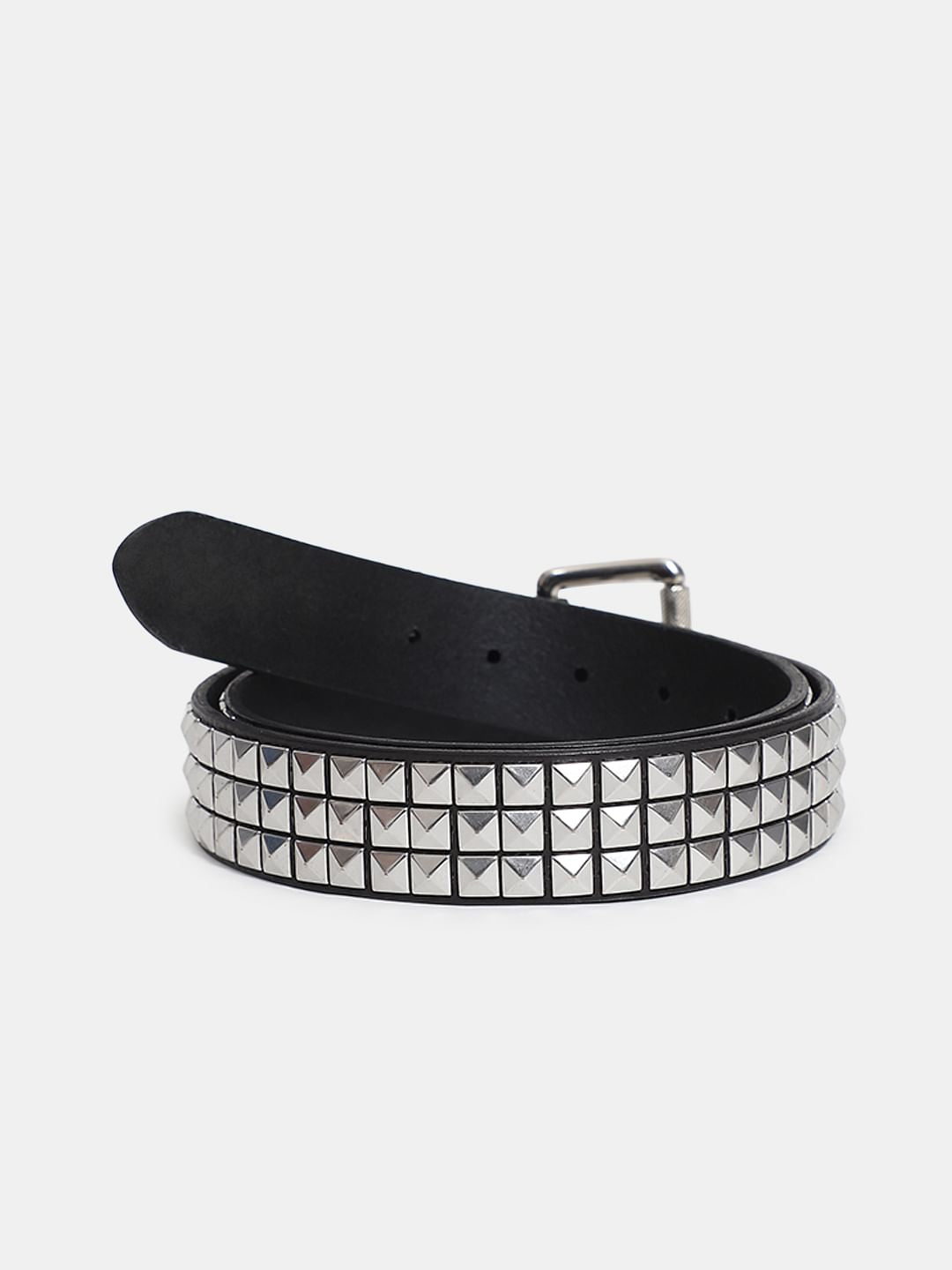 Black Studded Leather Belt