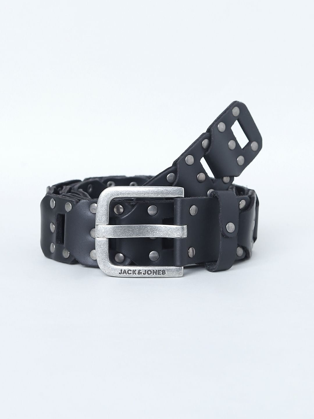 Black Studded Leather Belt