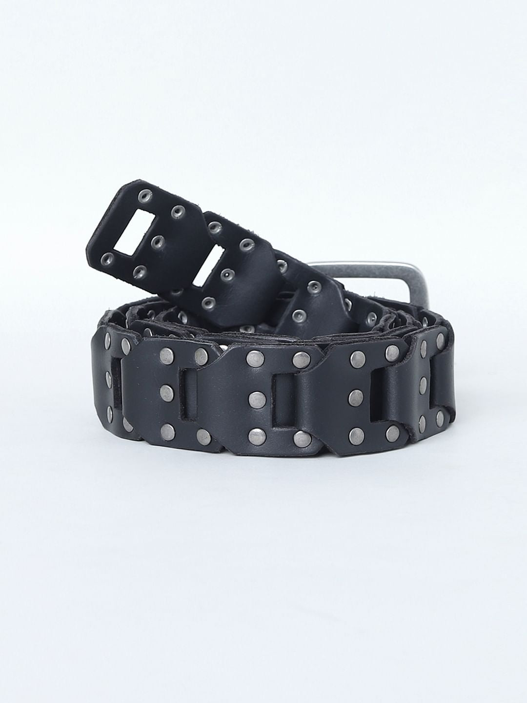 Black Studded Leather Belt