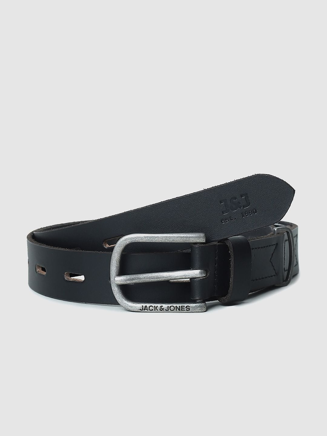 Black Leather Cut-Out Detail Belt