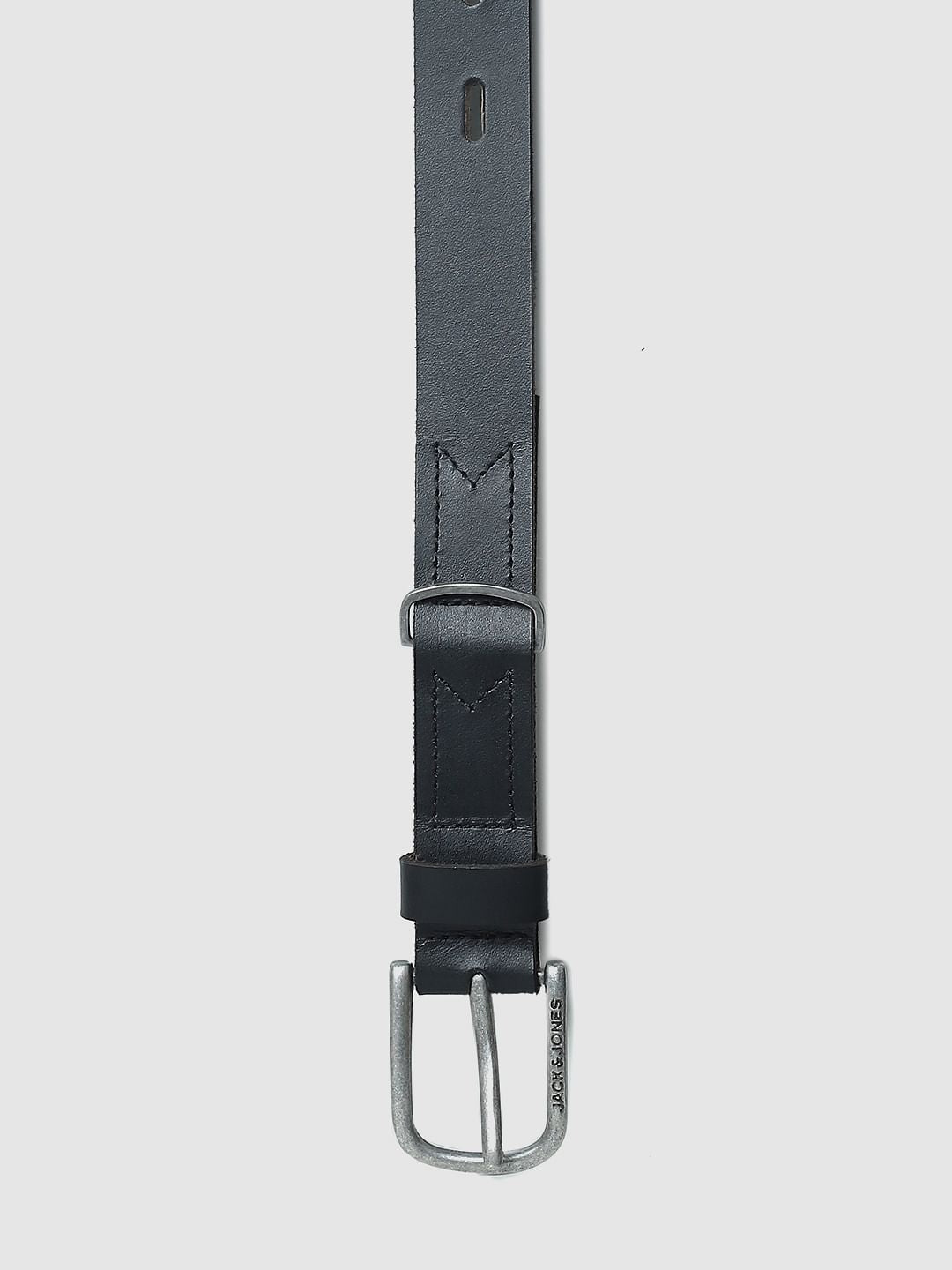 Black Leather Cut-Out Detail Belt