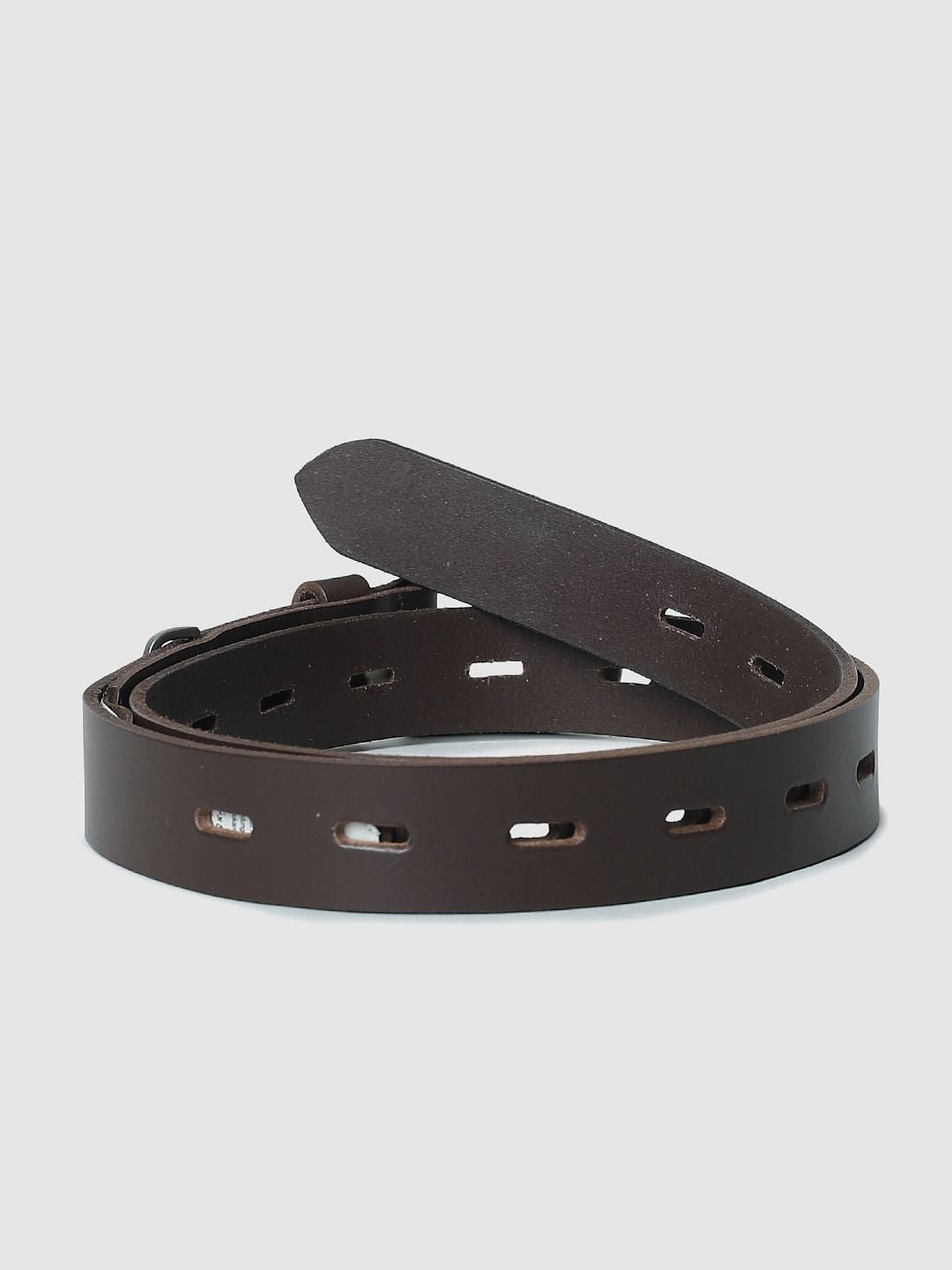 Brown Leather Cut-Out Detail Belt