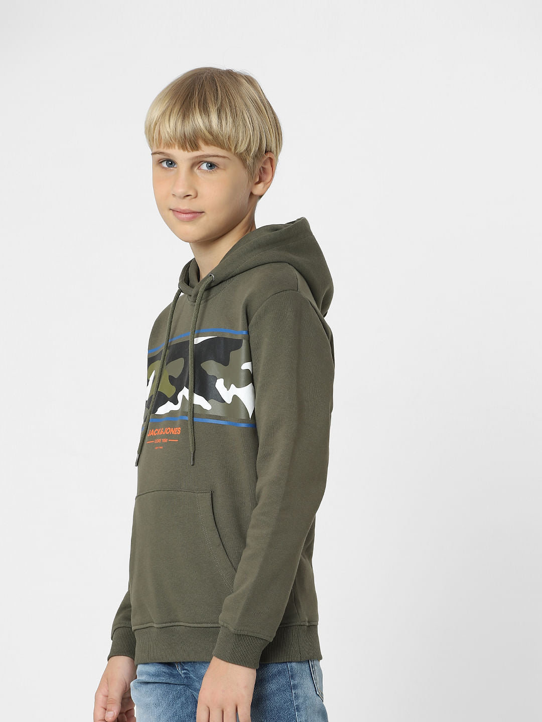 Boys Dark Green Camo Print Sweatshirt