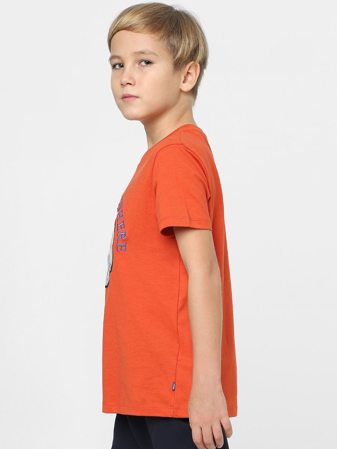 Boys Red Graphic Print Crew Neck T-shirt