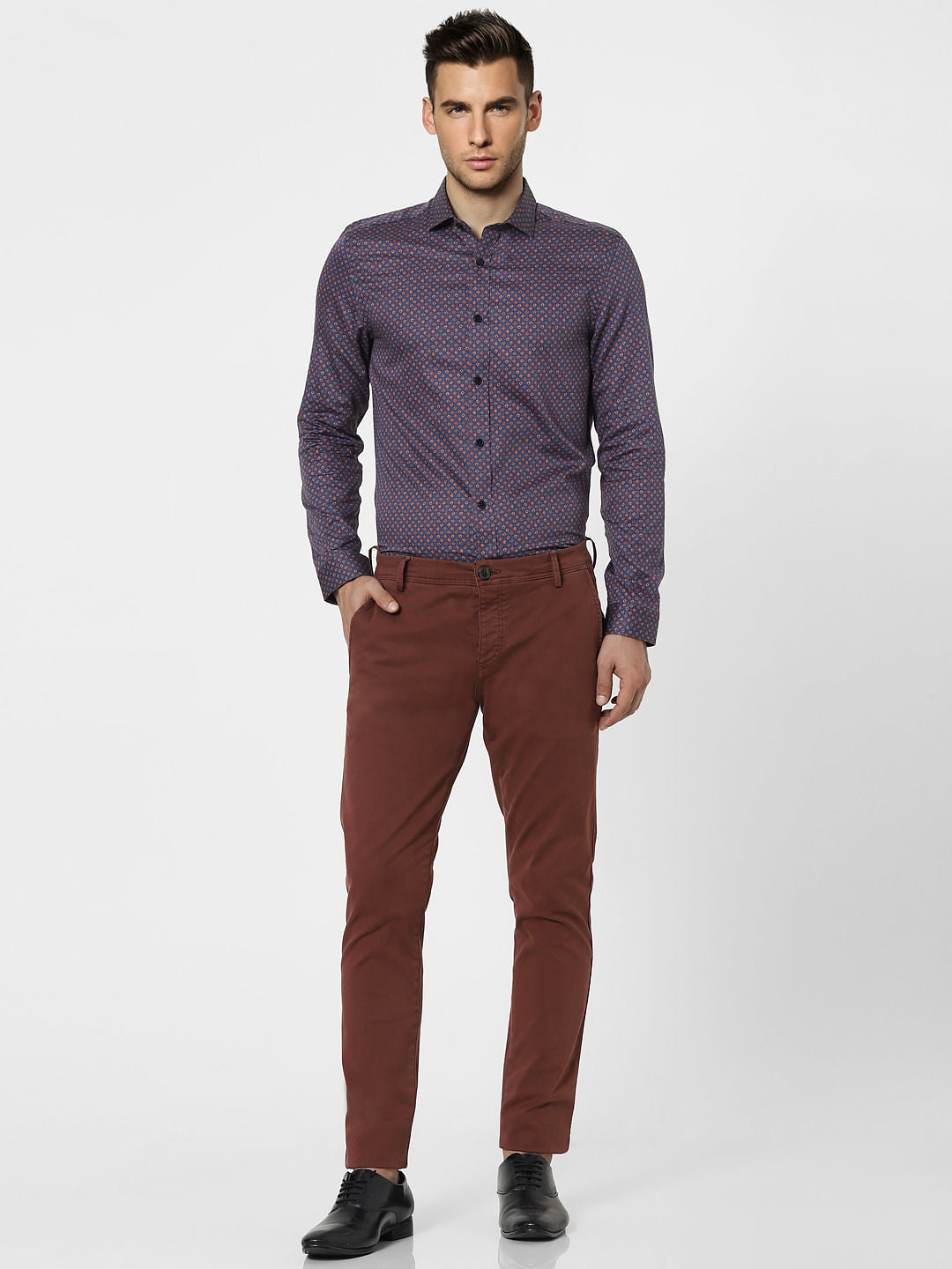 Purple Printed Full Sleeves Shirt
