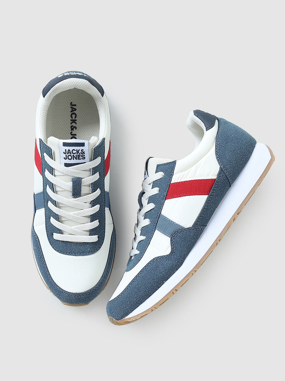 Blue Colourblocked Lace-Up Sneakers