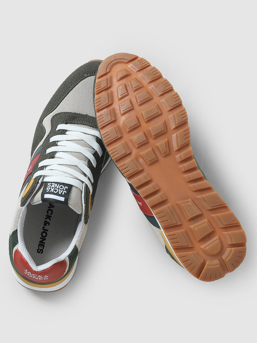 Olive Green Colourblocked Sneakers