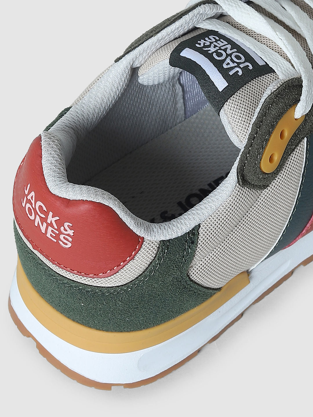 Olive Green Colourblocked Sneakers