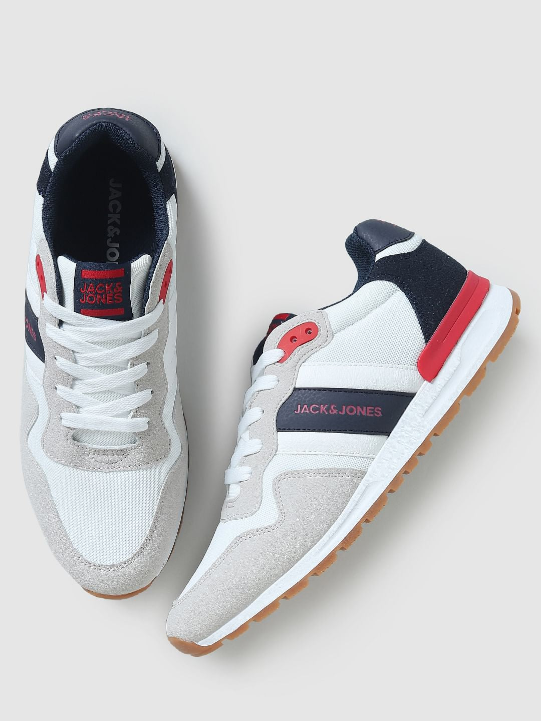 White Colourblocked Sneakers