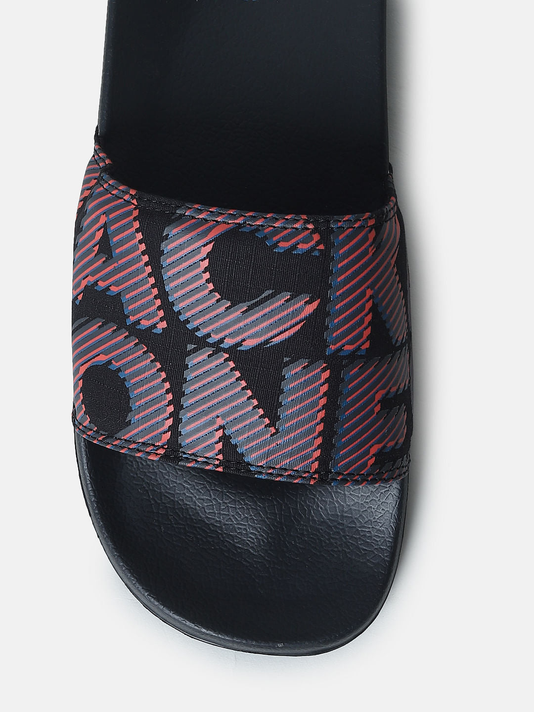 Black Logo Print Pool Sliders