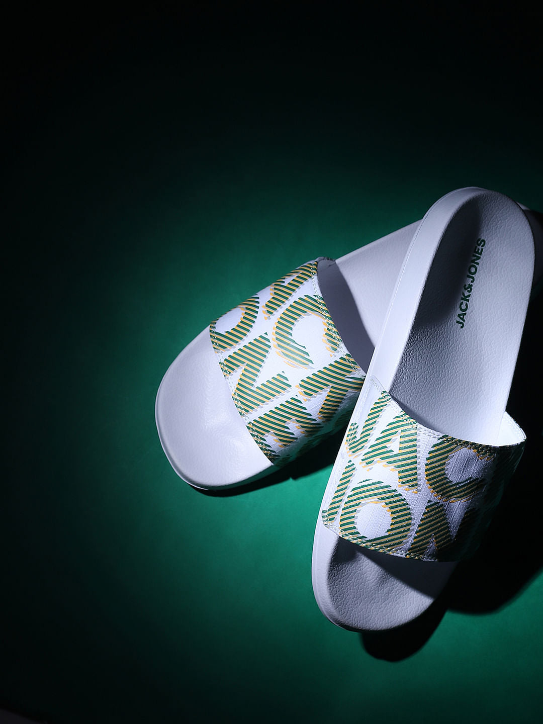 White Logo Print Pool Sliders