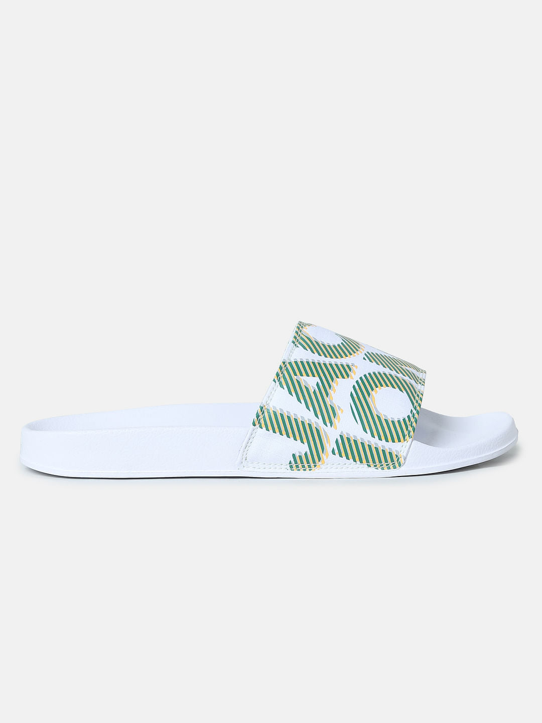 White Logo Print Pool Sliders