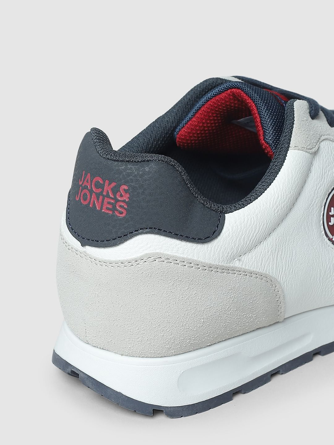 Grey & White Lace-Up Sneakers