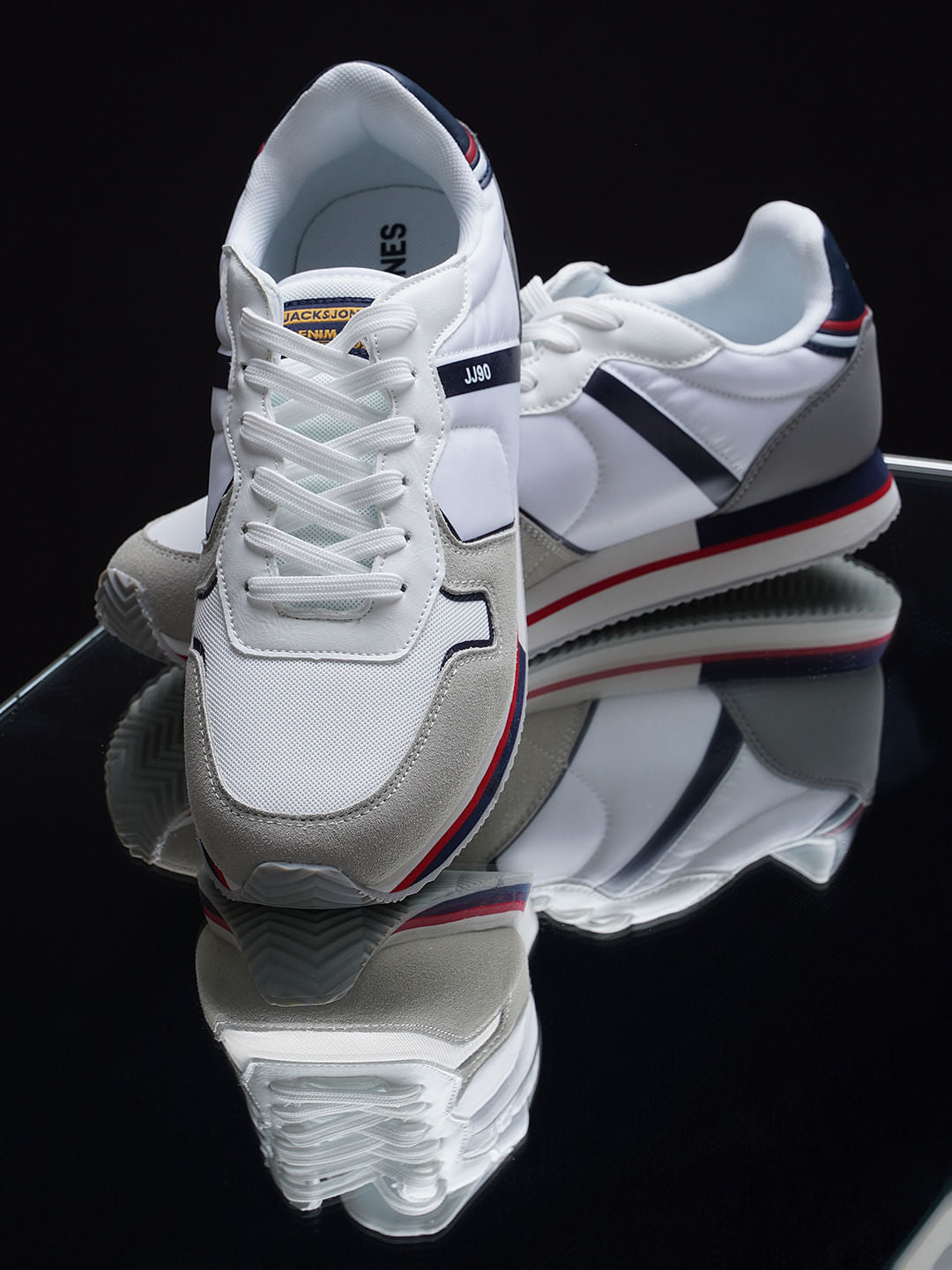 White Colourblocked Sneakers