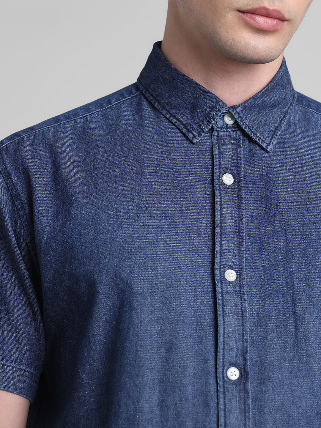 Dark Blue Indigo Dyed Denim Shirt
