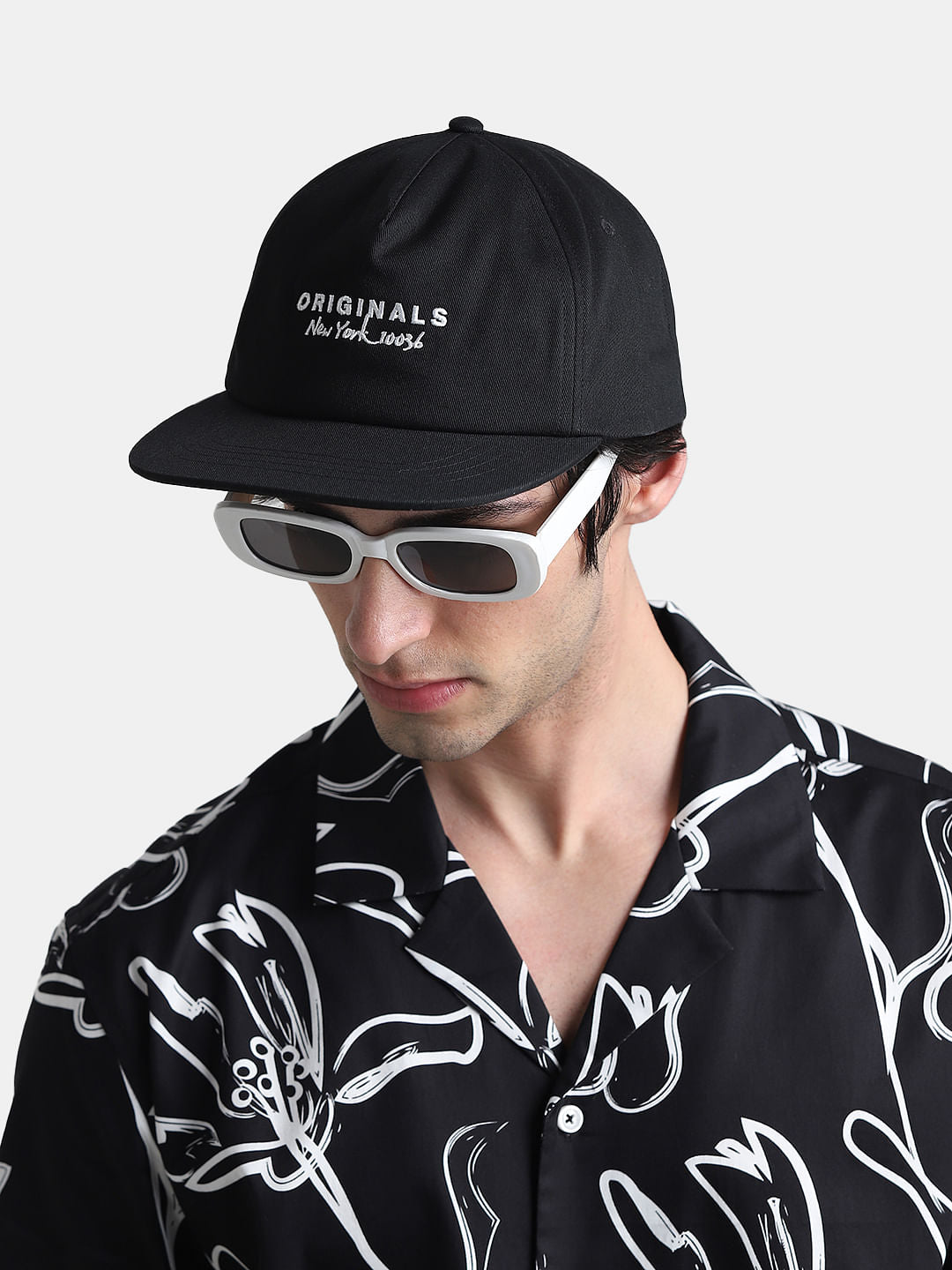 Black Embroidered Logo Cap