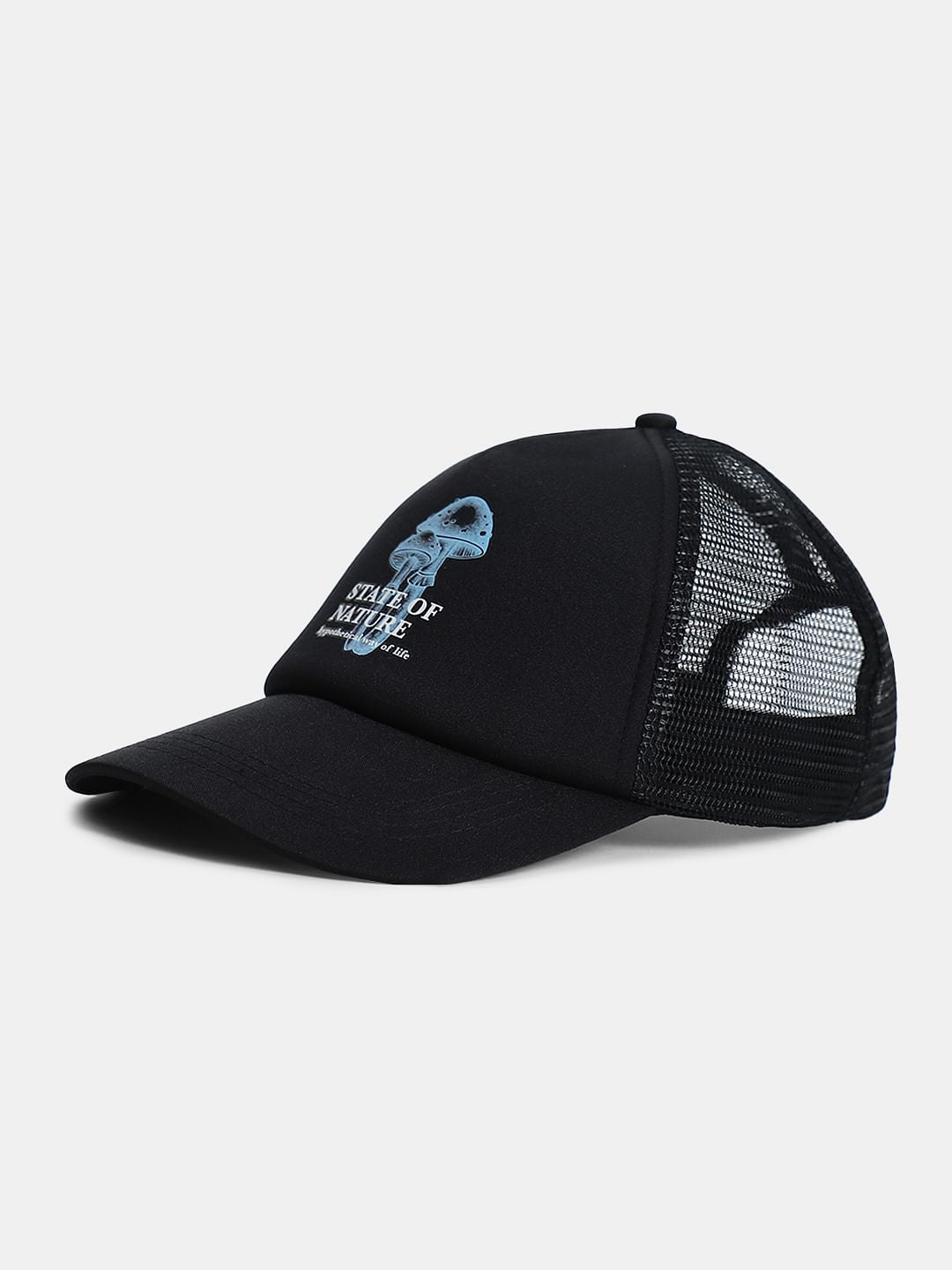 Black Printed Trucker Cap