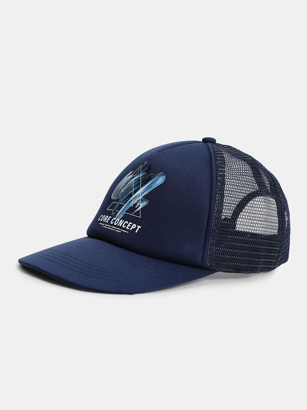 Navy Blue Printed Trucker Cap