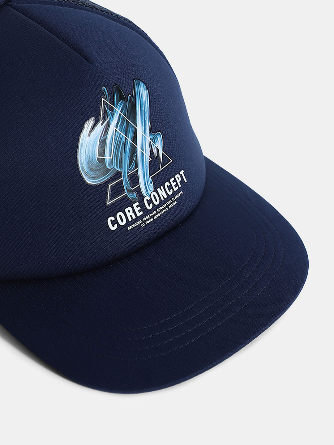 Navy Blue Printed Trucker Cap