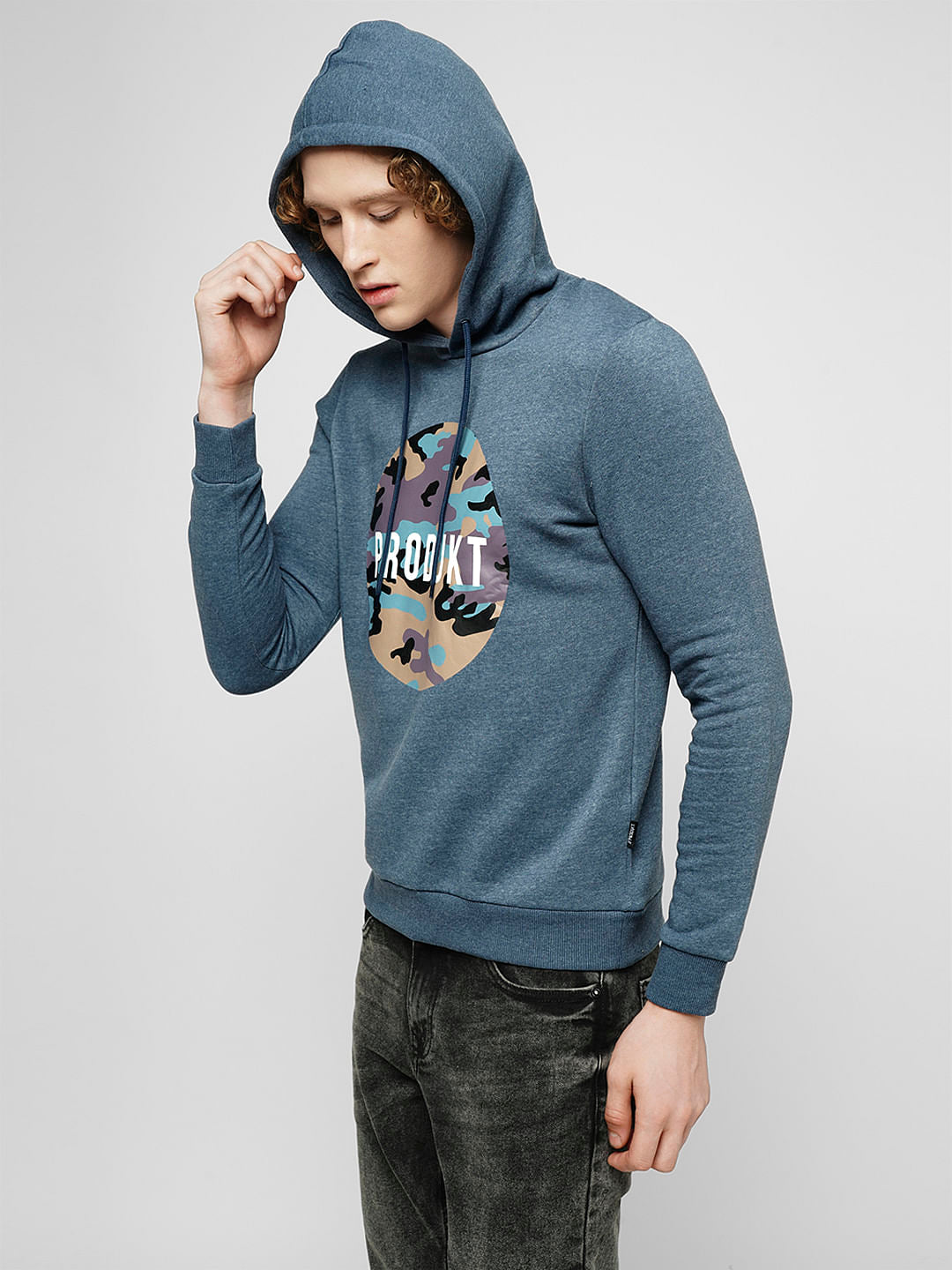 PRODUKT by JACK&JONES Blue Camo Print Hooded Sweatshirt