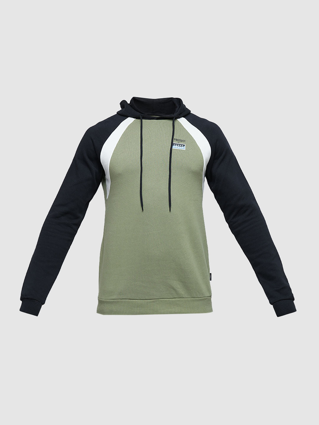 PRODUKT by JACK&JONES Green Colourblocked Hooded Sweatshirt