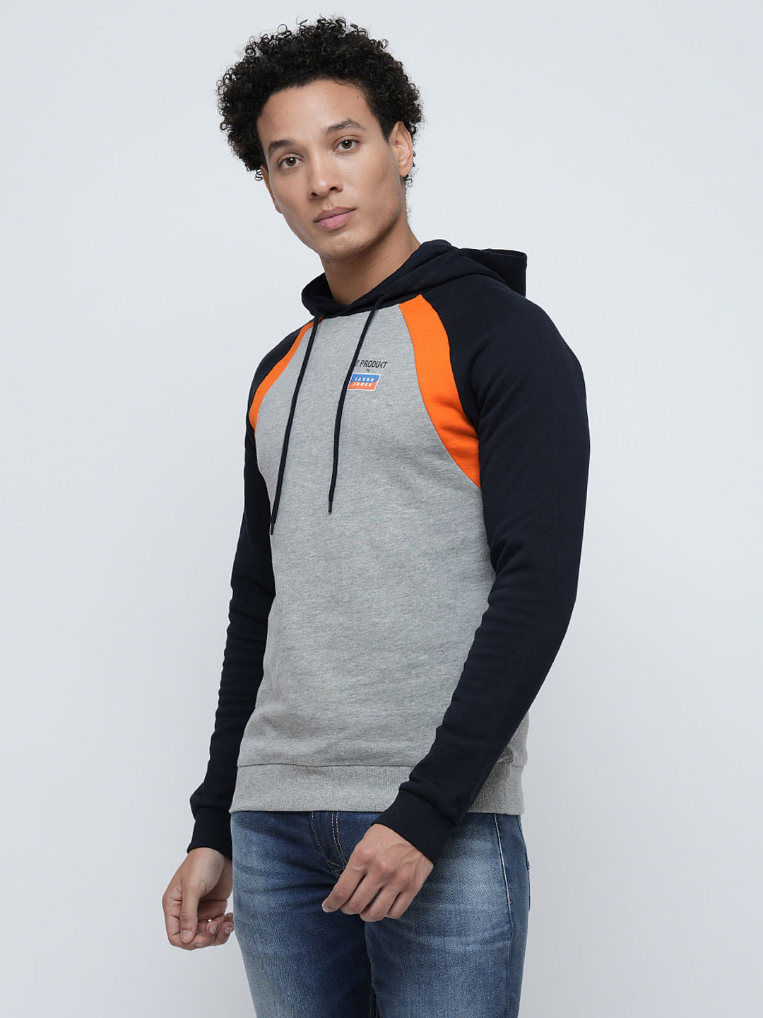 PRODUKT by JACK&JONES Grey Colourblocked Hooded Sweatshirt