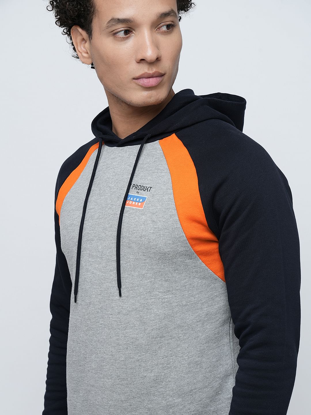 PRODUKT by JACK&JONES Grey Colourblocked Hooded Sweatshirt