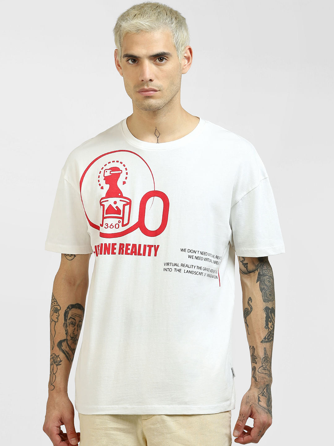 White Printed Boxy T-shirt