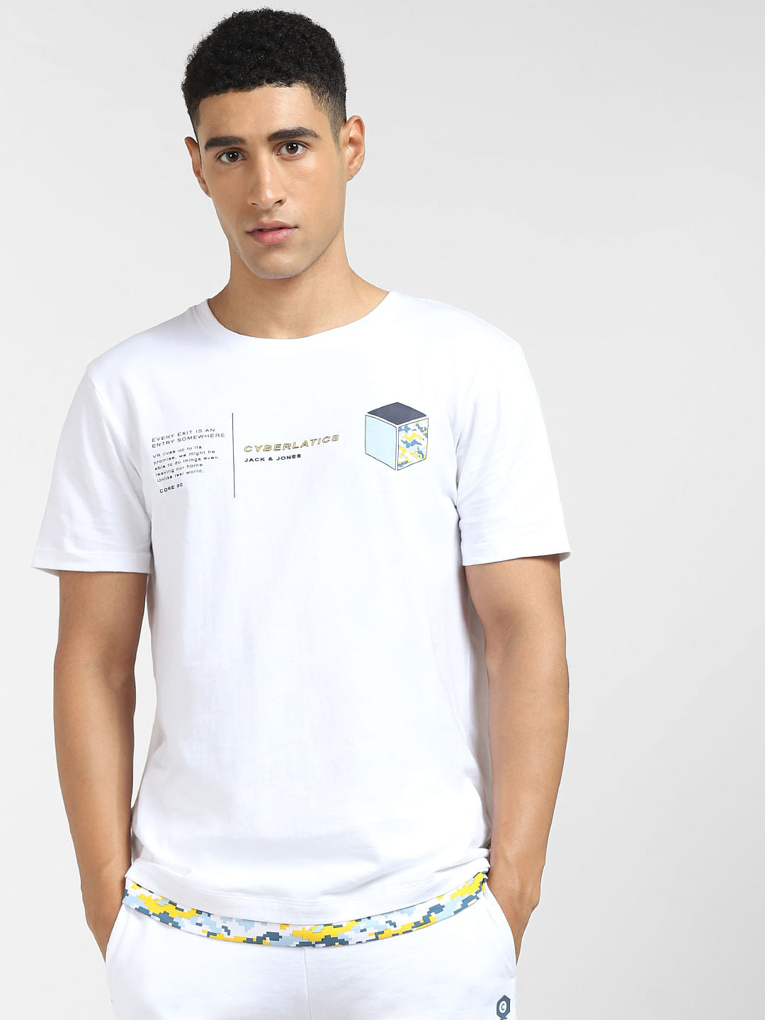 White Graphic Print Crew Neck T-shirt