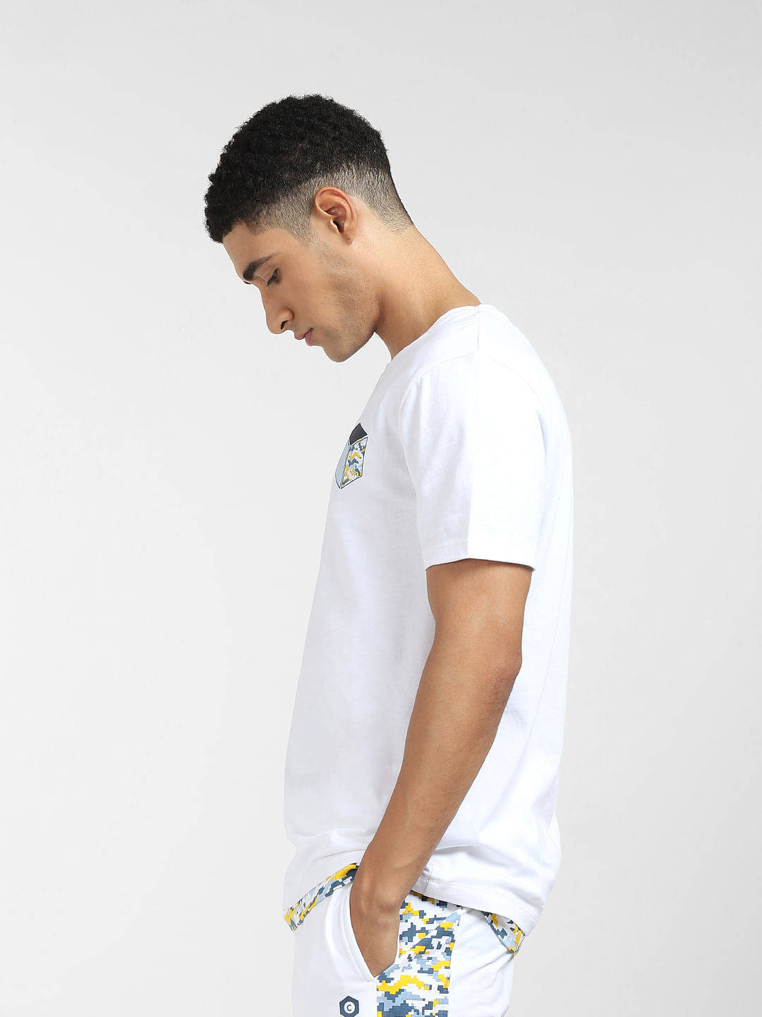 White Graphic Print Crew Neck T-shirt