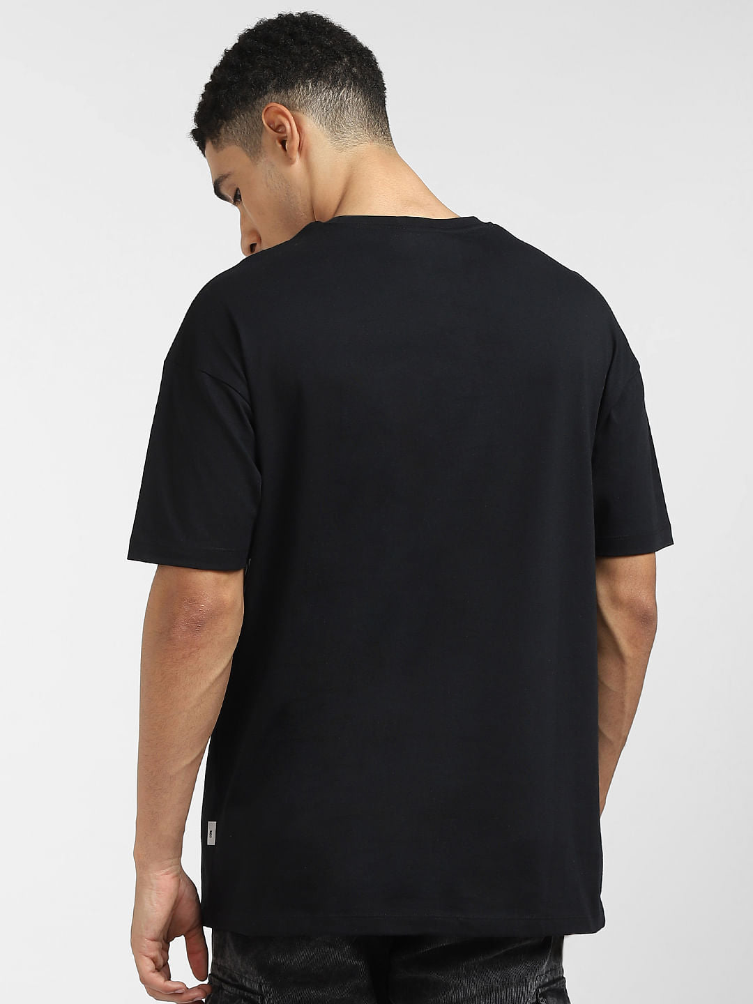 Black Oversized Pocket Crew Neck T-shirt