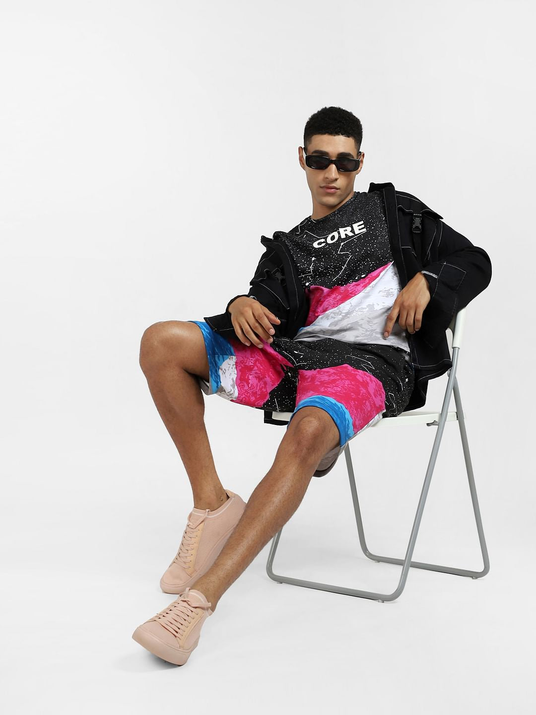 Black All Over Print Crew Neck T-shirt