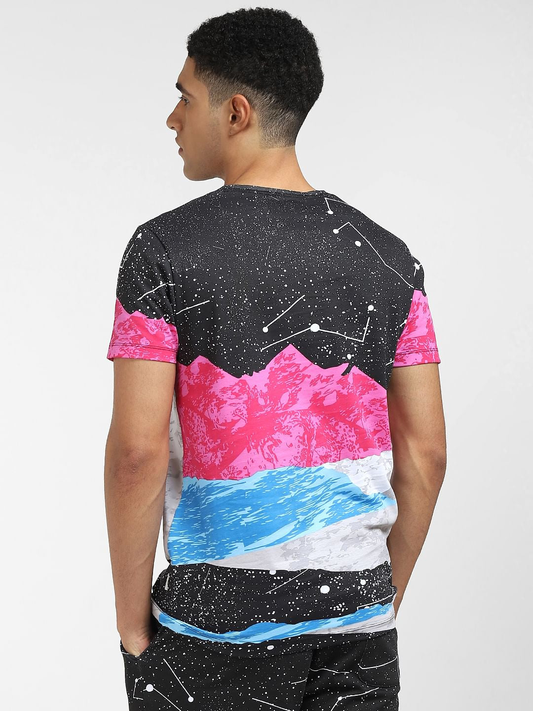 Black All Over Print Crew Neck T-shirt