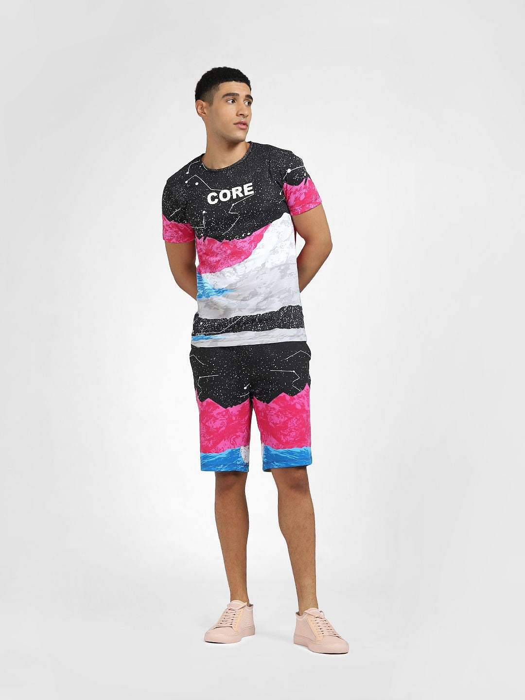 Black All Over Print Crew Neck T-shirt