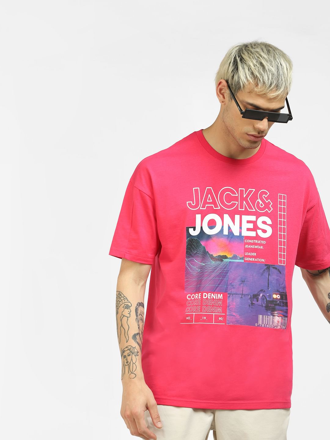 Red Graphic Loose Fit Crew Neck T-Shirt